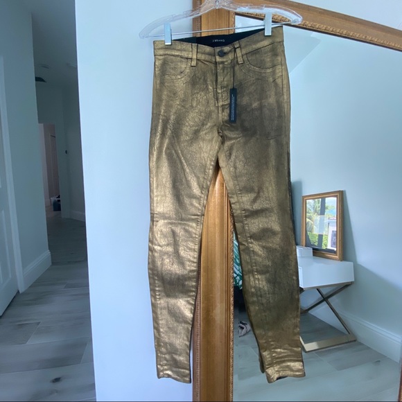 JBRAND DISTRESSED GOLD COATED JEANS - Sz 25 - Picture 1 of 8